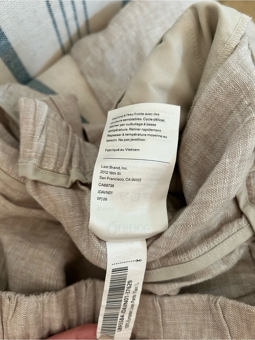 Quince 100% Linen Pants 🌾 NWT Sz L Flax Tan 26” Inseam